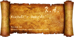 Kuchár Ambró névjegykártya